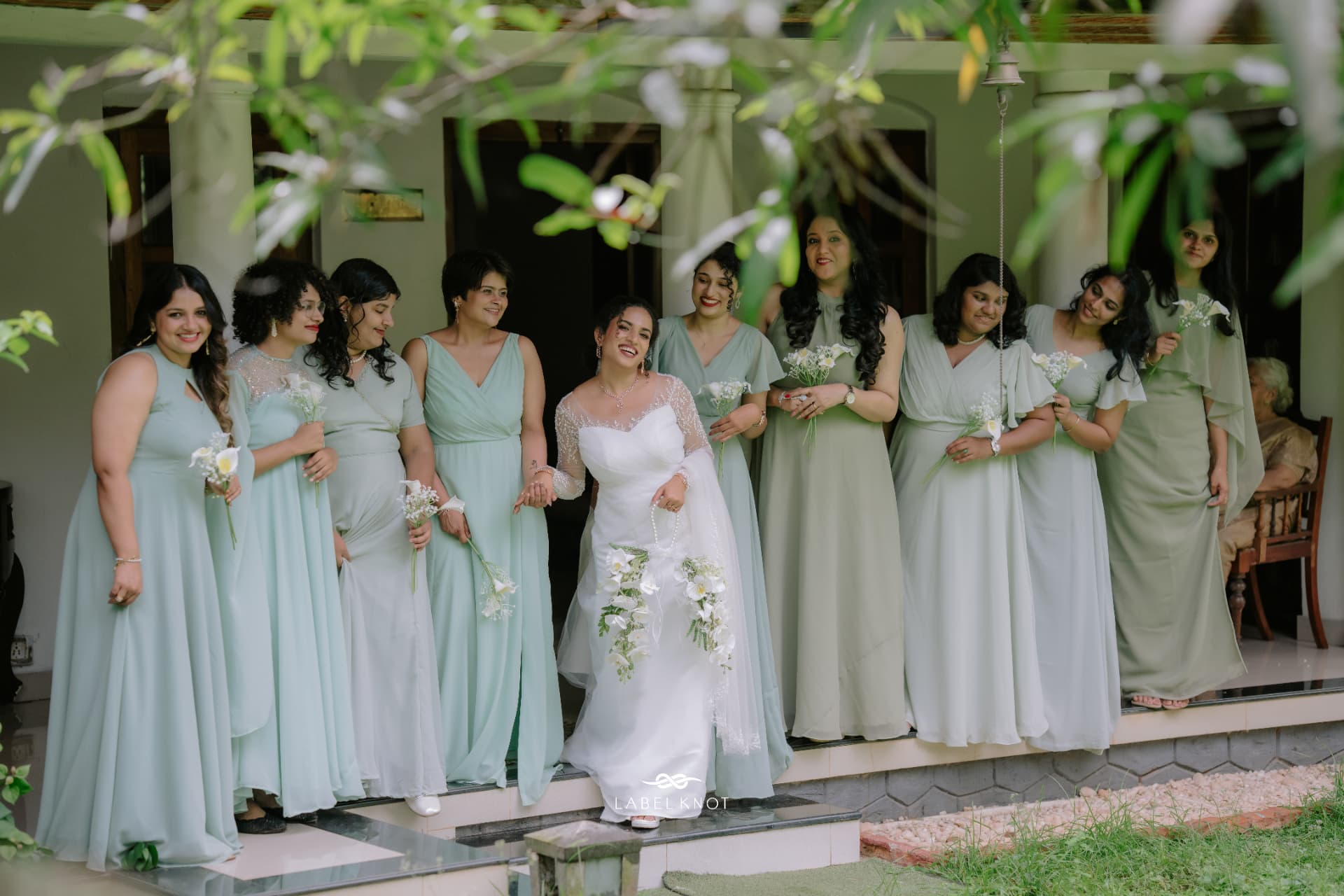 Elizabeth with her bridesmaids before the wedding